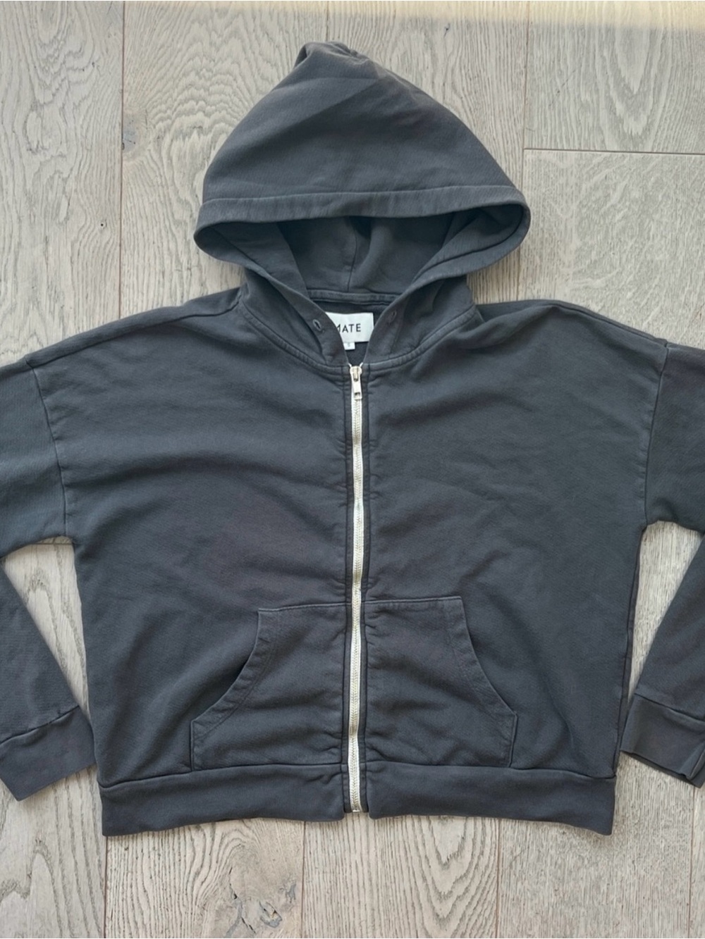 MATE the Label Charcoal Gray Zip Hoodie